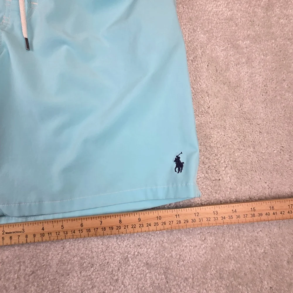 Polo Ralph Lauren Mens Light Blue Cargo Swim Trunks Mesh Lined Size Large